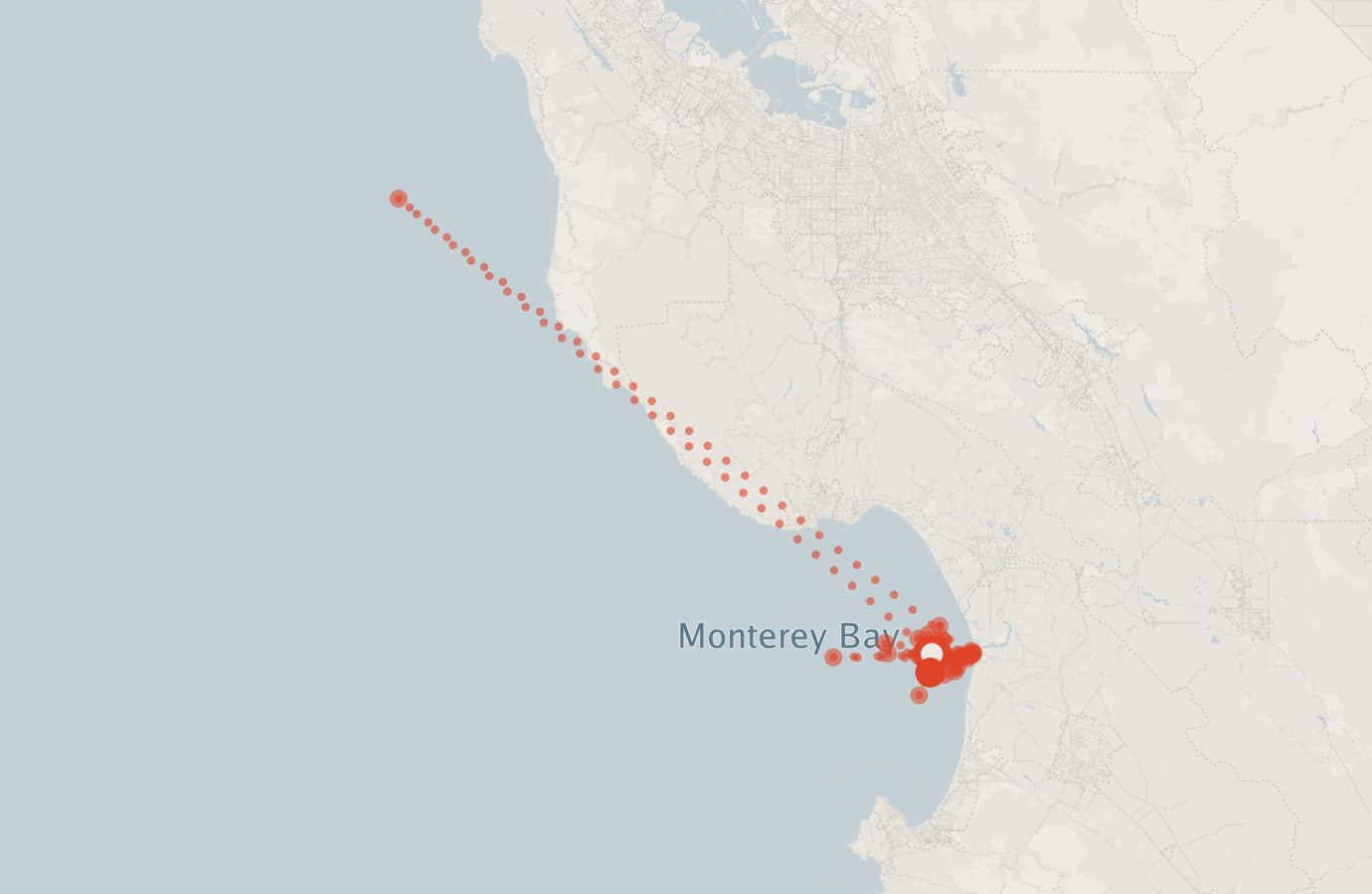 Activity map — real sighting points on an OpenStreetMap basemap