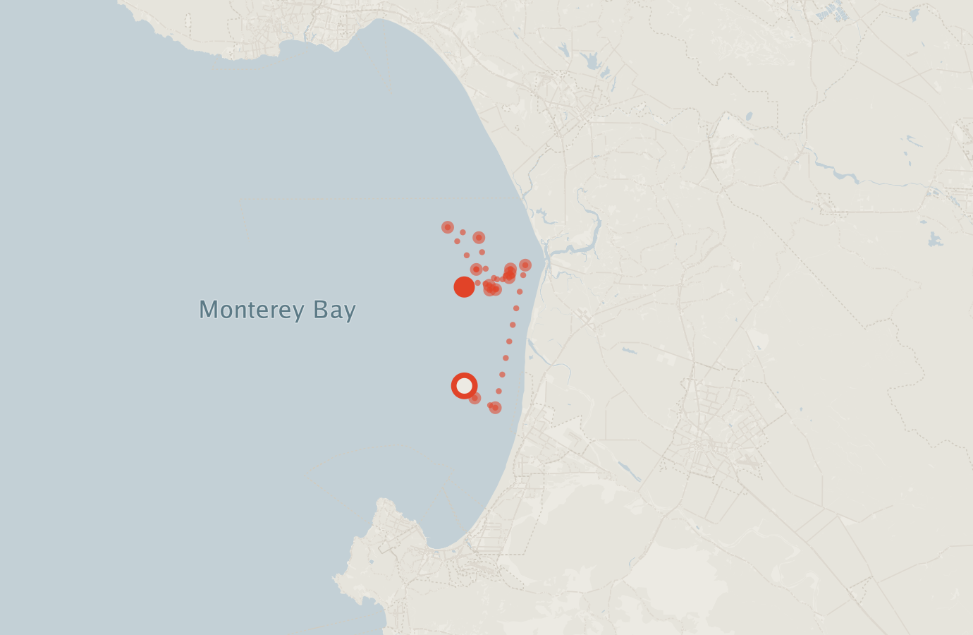 Activity map — real sighting points on an OpenStreetMap basemap