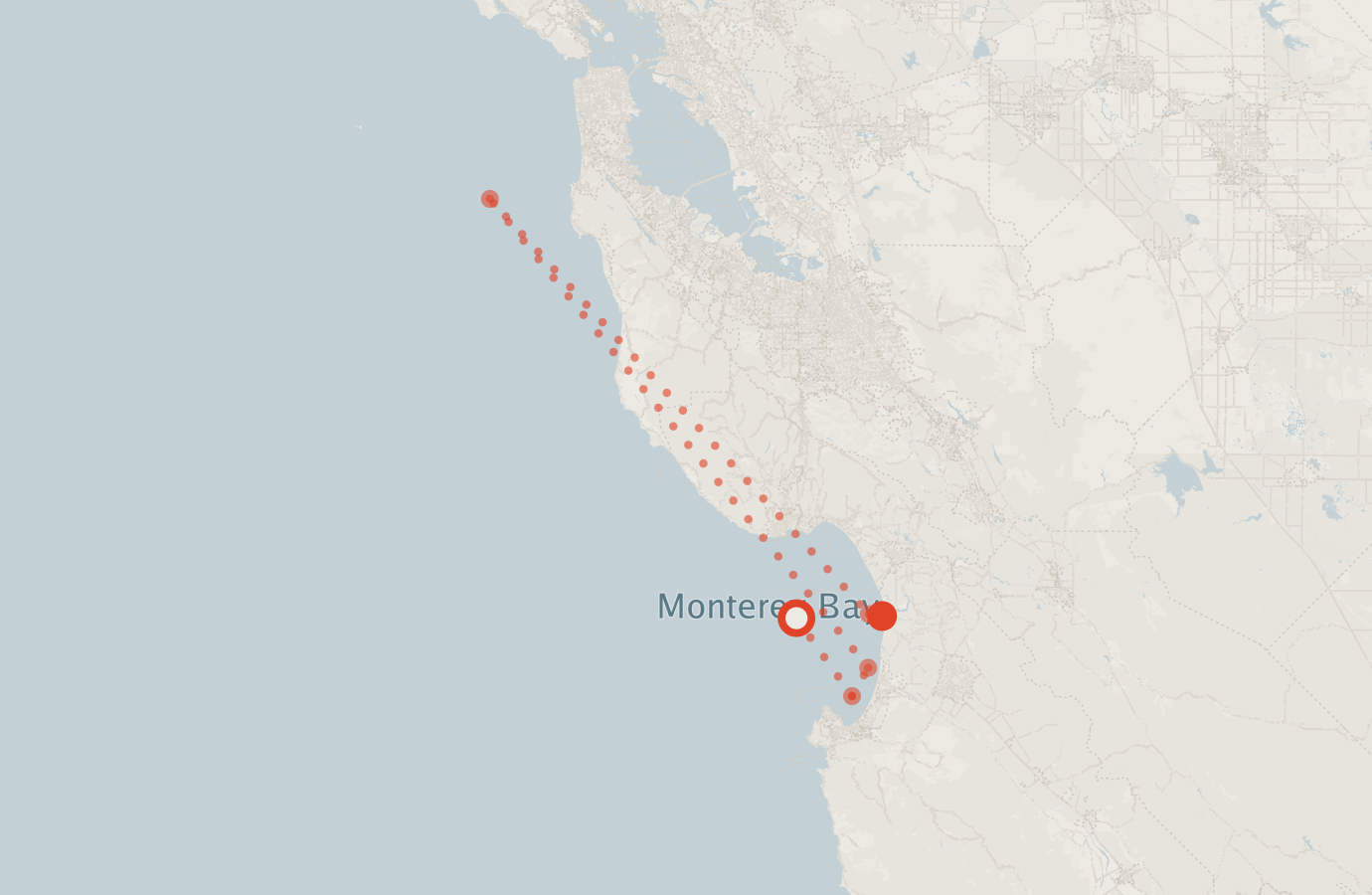 Activity map — real sighting points on an OpenStreetMap basemap