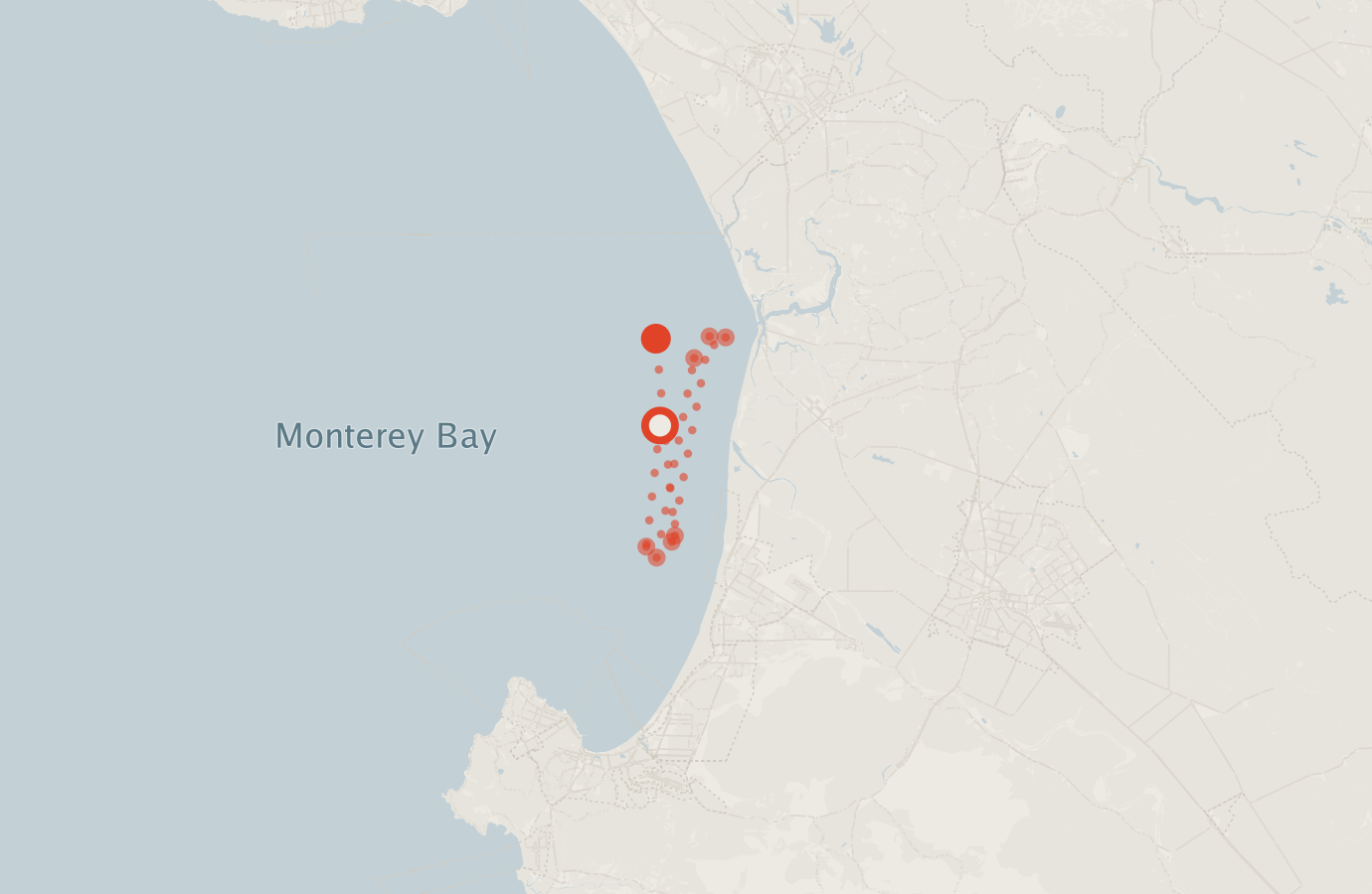 Activity map — real sighting points on an OpenStreetMap basemap