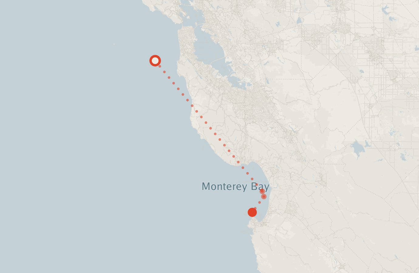 Activity map — real sighting points on an OpenStreetMap basemap