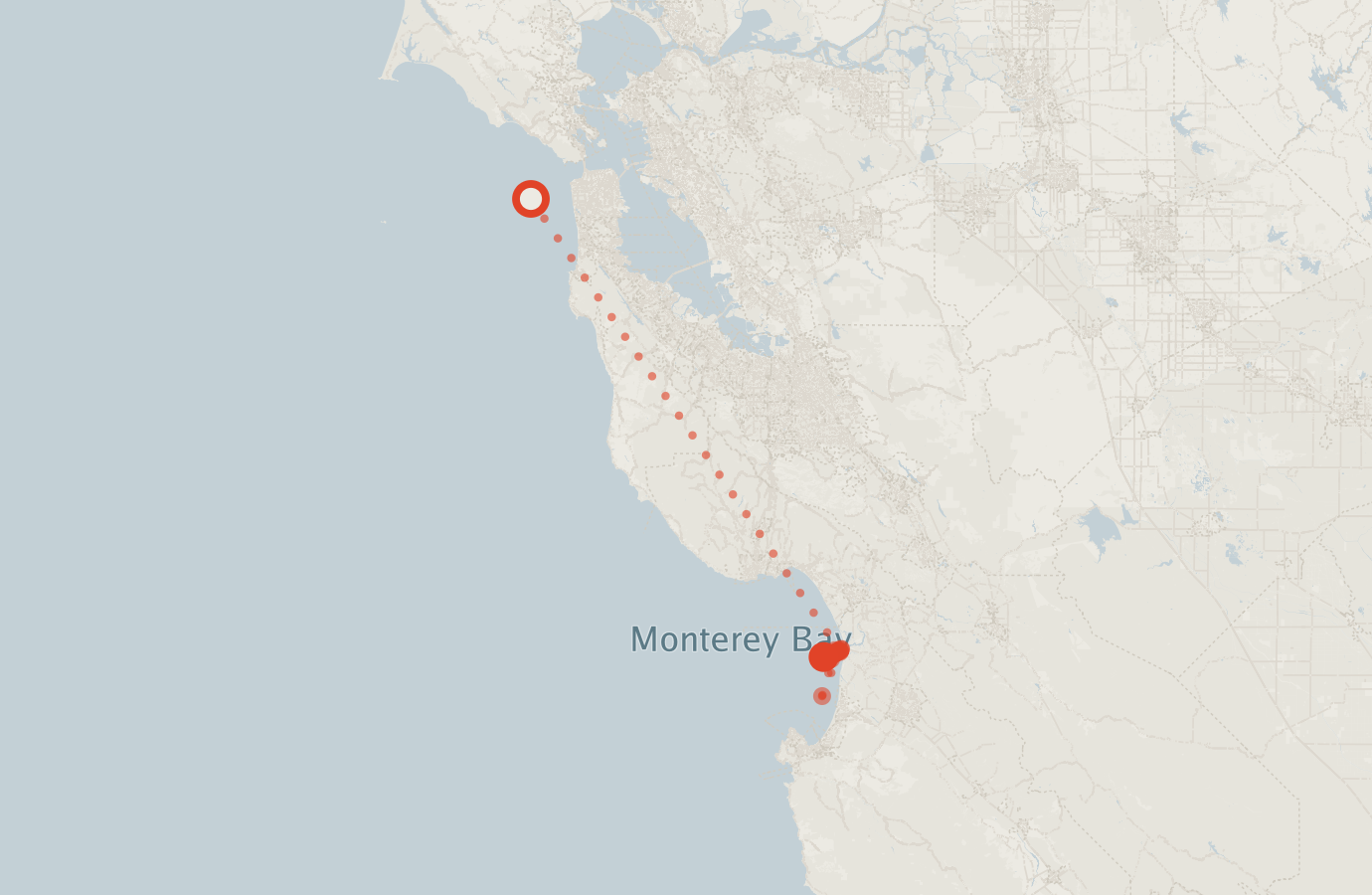 Activity map — real sighting points on an OpenStreetMap basemap