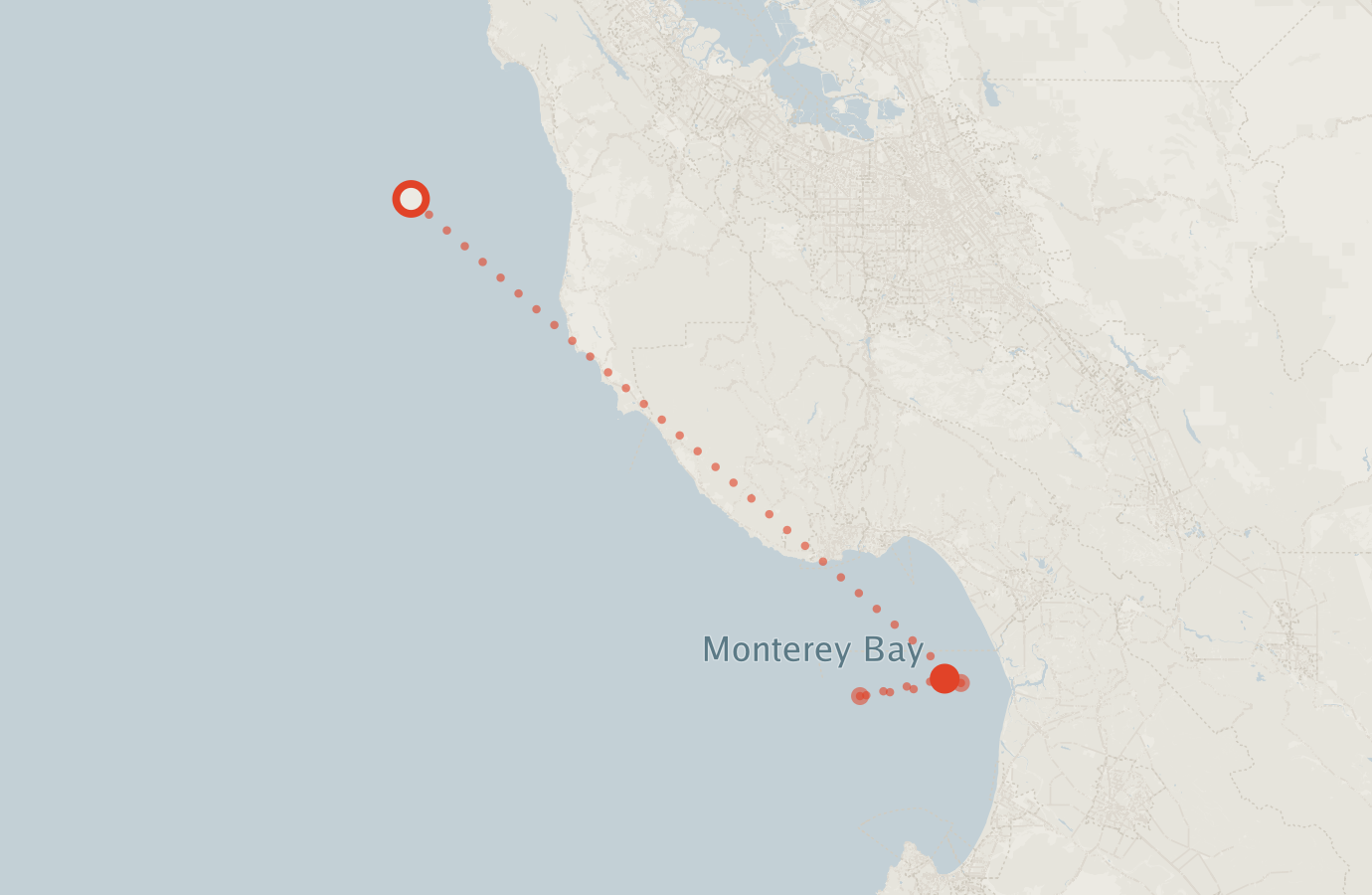 Activity map — real sighting points on an OpenStreetMap basemap