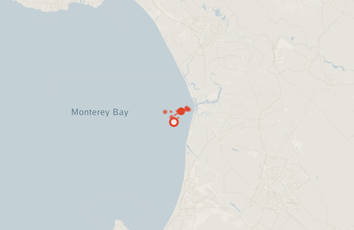 Activity map — real sighting points on an OpenStreetMap basemap