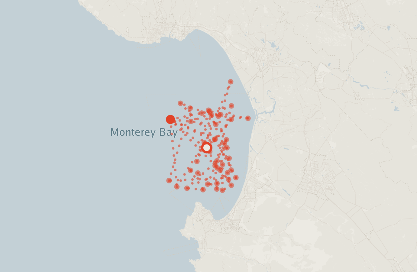 Activity map — real sighting points on an OpenStreetMap basemap