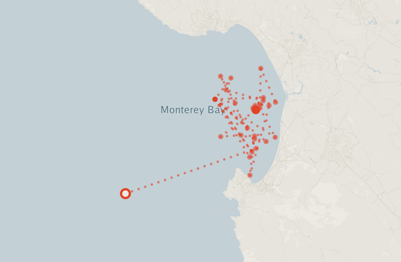 Activity map — real sighting points on an OpenStreetMap basemap