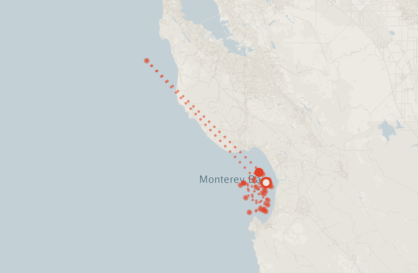 Activity map — real sighting points on an OpenStreetMap basemap