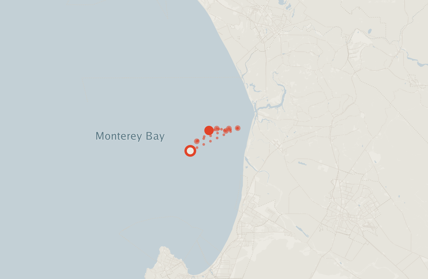 Activity map — real sighting points on an OpenStreetMap basemap