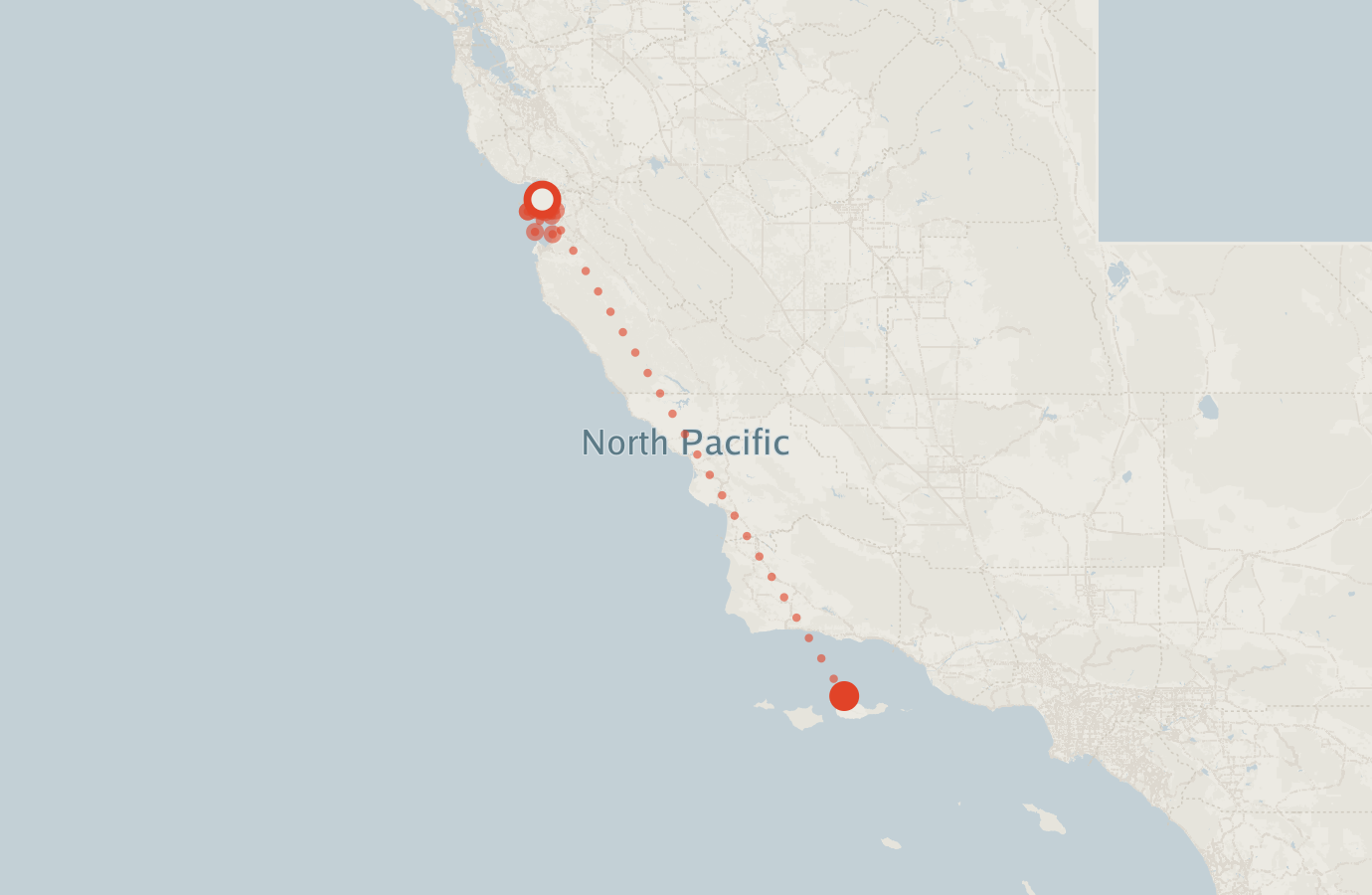 Activity map — real sighting points on an OpenStreetMap basemap