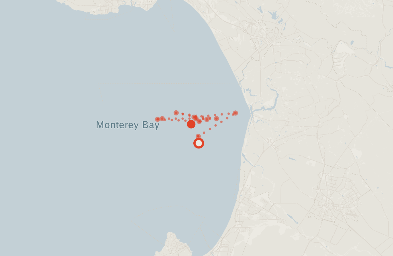 Activity map — real sighting points on an OpenStreetMap basemap