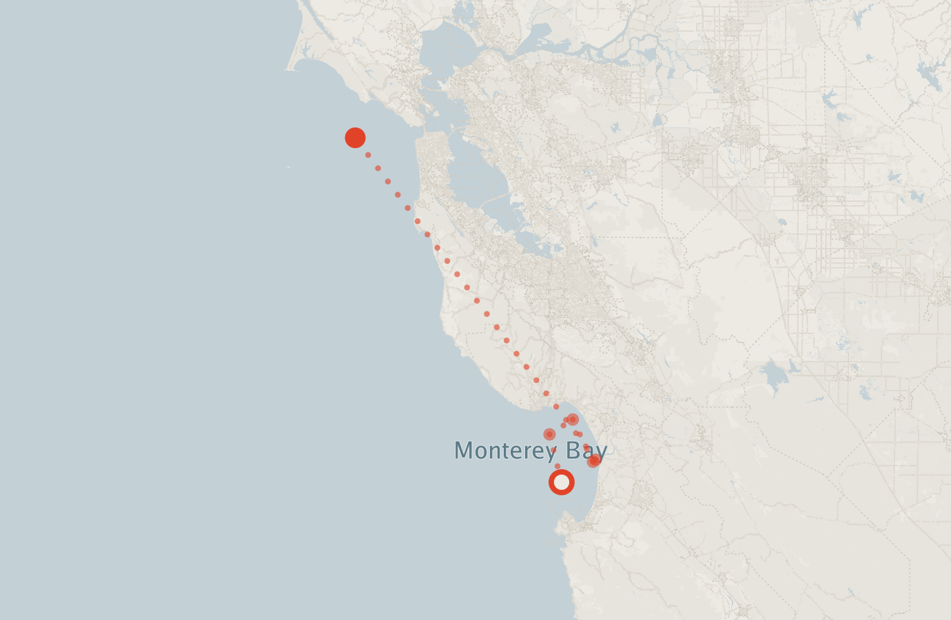Activity map — real sighting points on an OpenStreetMap basemap
