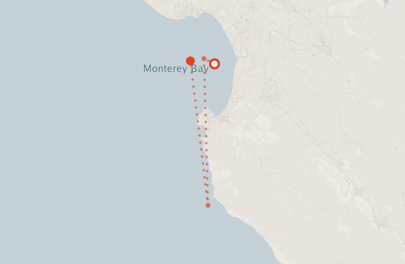 Activity map — real sighting points on an OpenStreetMap basemap