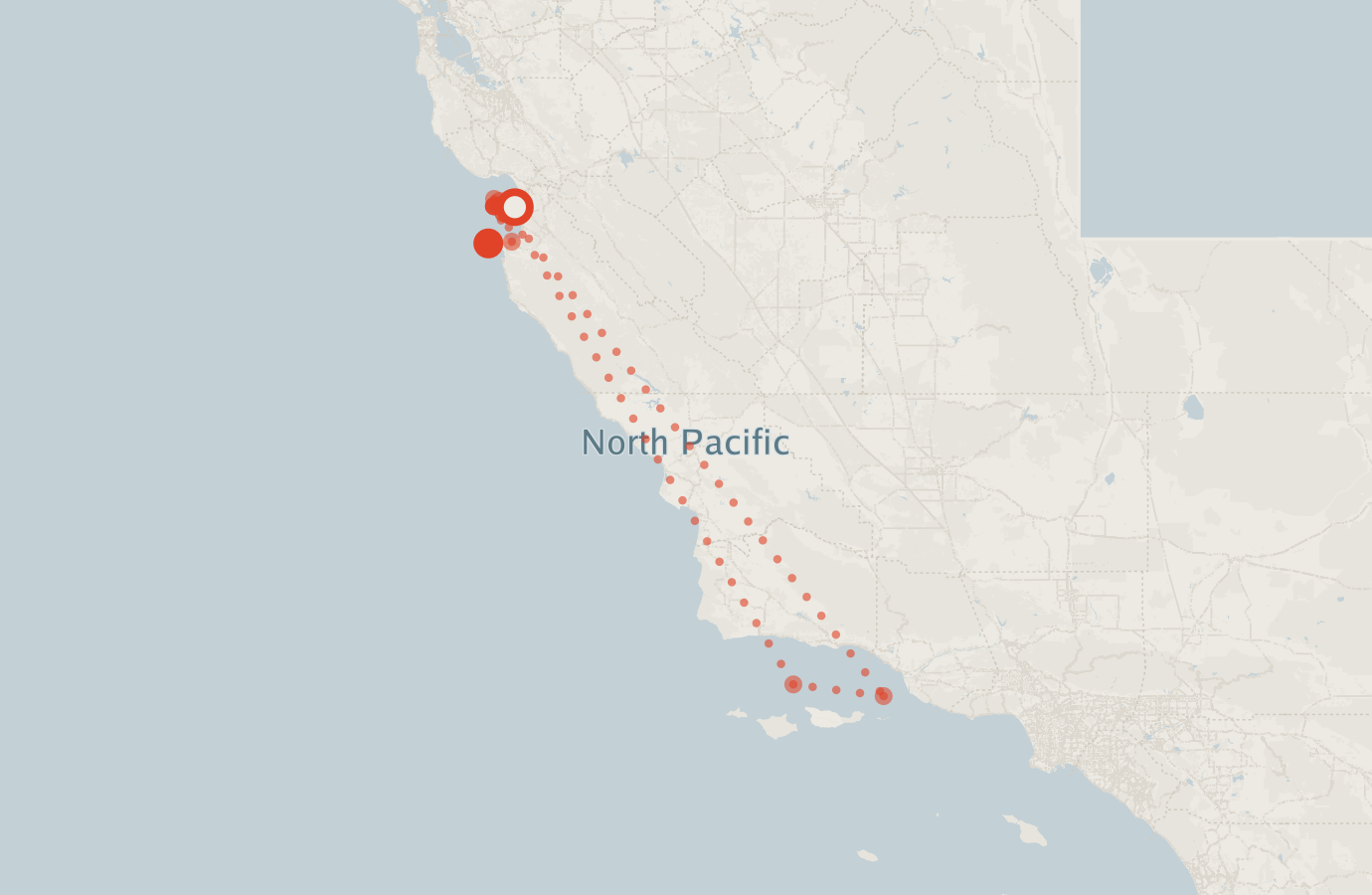 Activity map — real sighting points on an OpenStreetMap basemap
