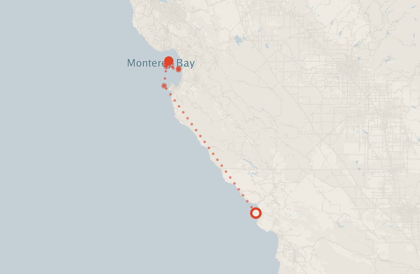 Activity map — real sighting points on an OpenStreetMap basemap