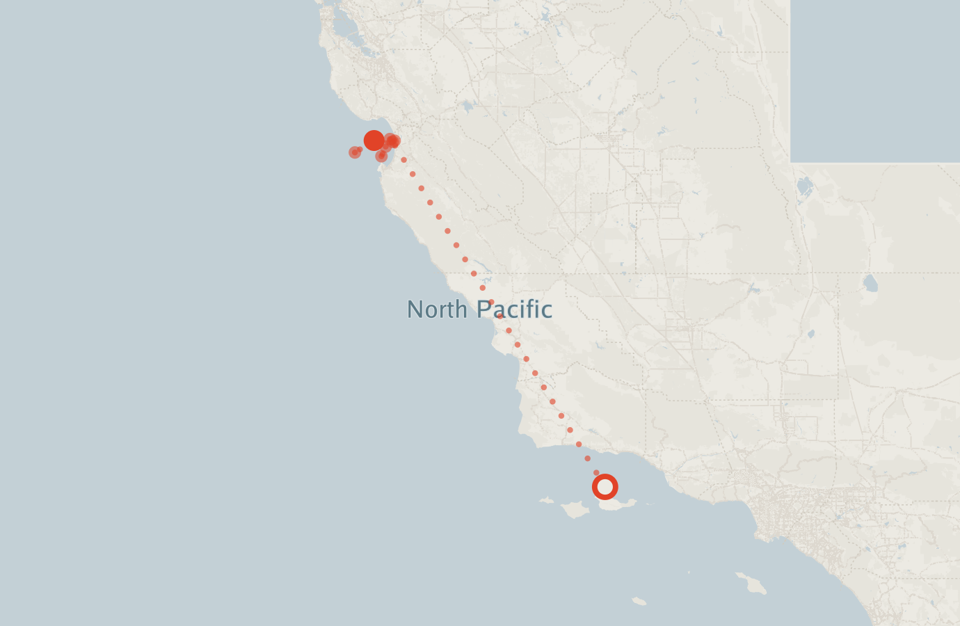 Activity map — real sighting points on an OpenStreetMap basemap