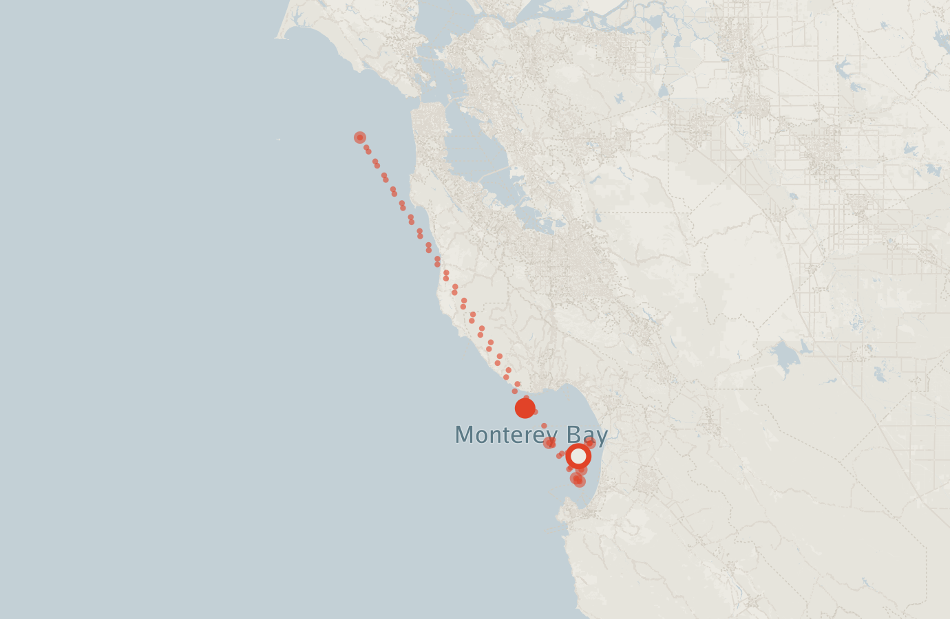 Activity map — real sighting points on an OpenStreetMap basemap