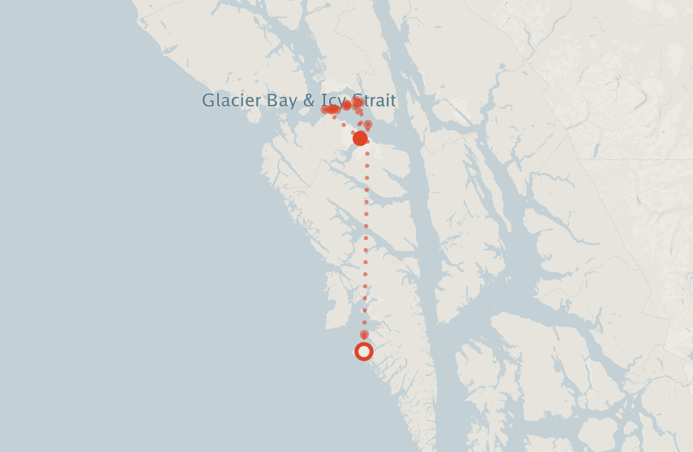 Activity map — real sighting points on an OpenStreetMap basemap