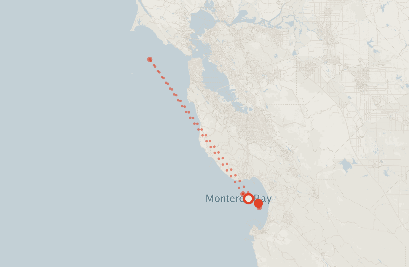 Activity map — real sighting points on an OpenStreetMap basemap