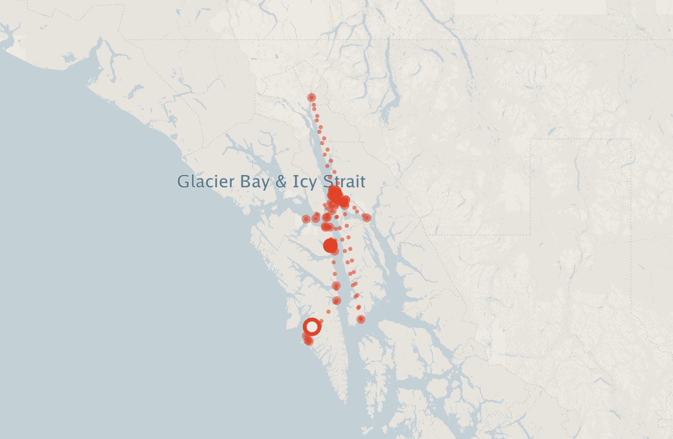 Activity map — real sighting points on an OpenStreetMap basemap