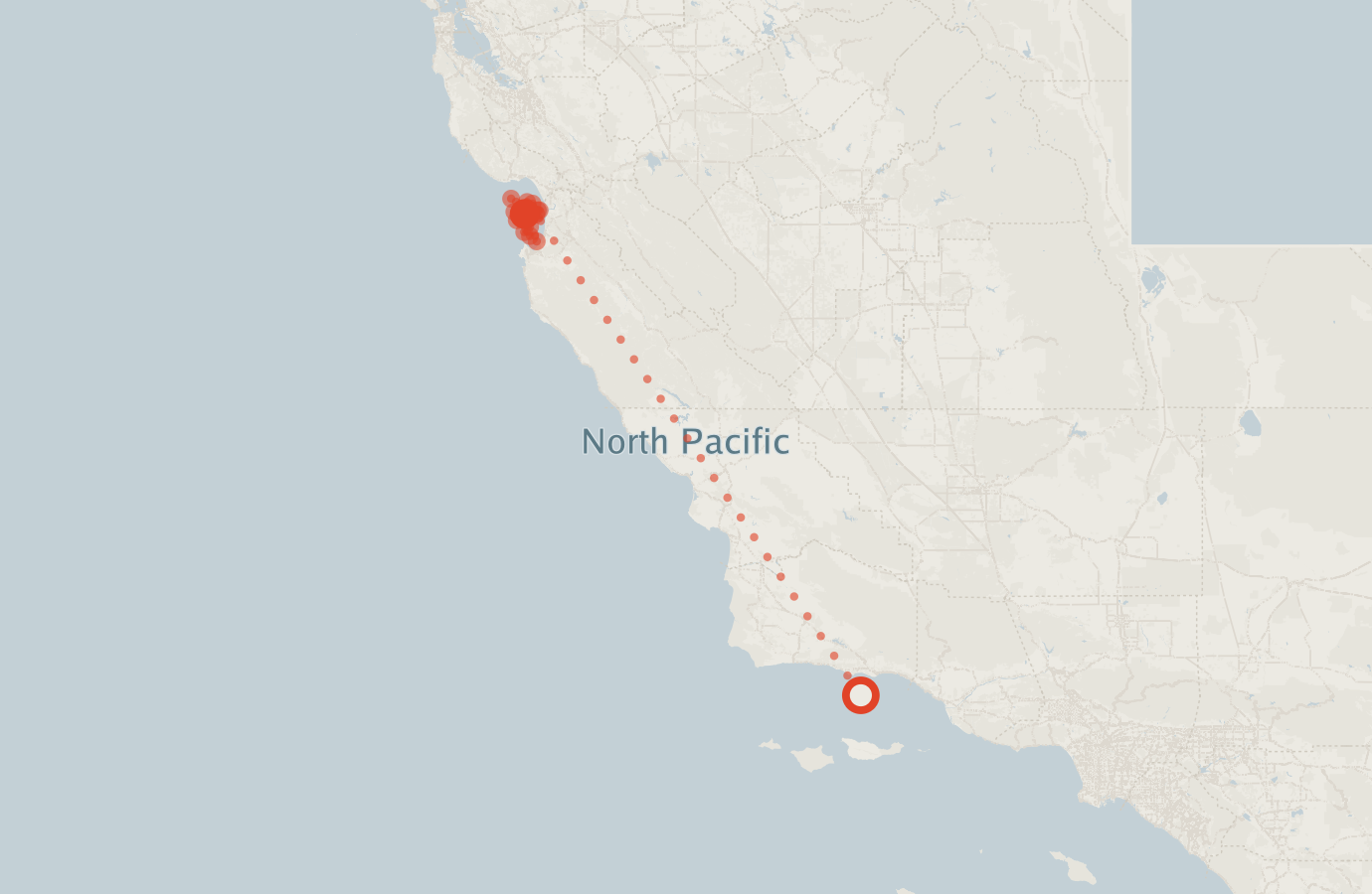 Activity map — real sighting points on an OpenStreetMap basemap