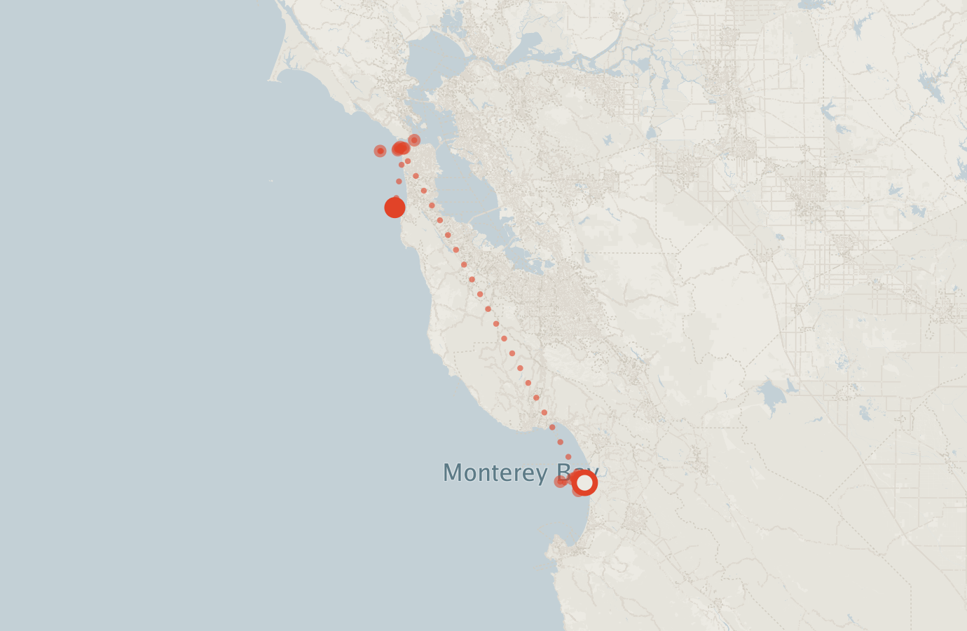 Activity map — real sighting points on an OpenStreetMap basemap