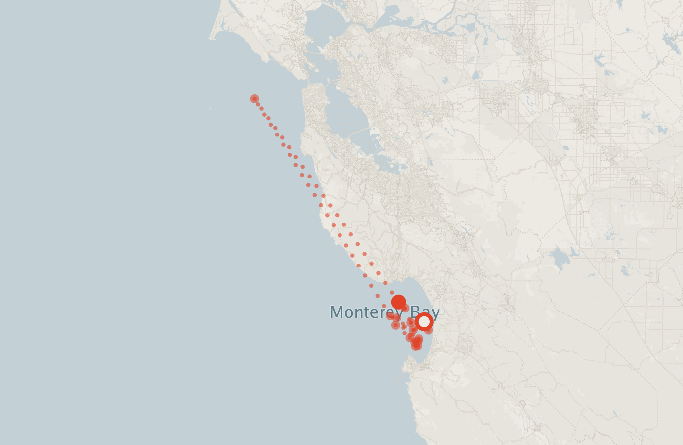 Activity map — real sighting points on an OpenStreetMap basemap