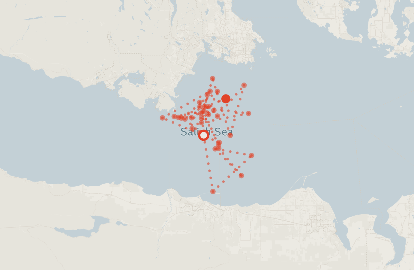 Activity map — real sighting points on an OpenStreetMap basemap