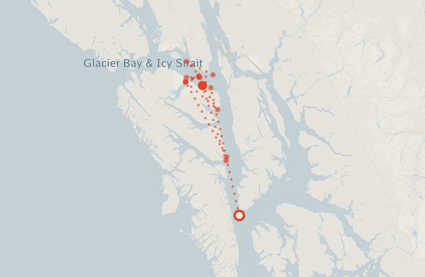 Activity map — real sighting points on an OpenStreetMap basemap