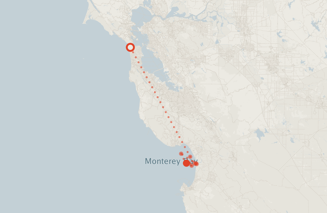 Activity map — real sighting points on an OpenStreetMap basemap