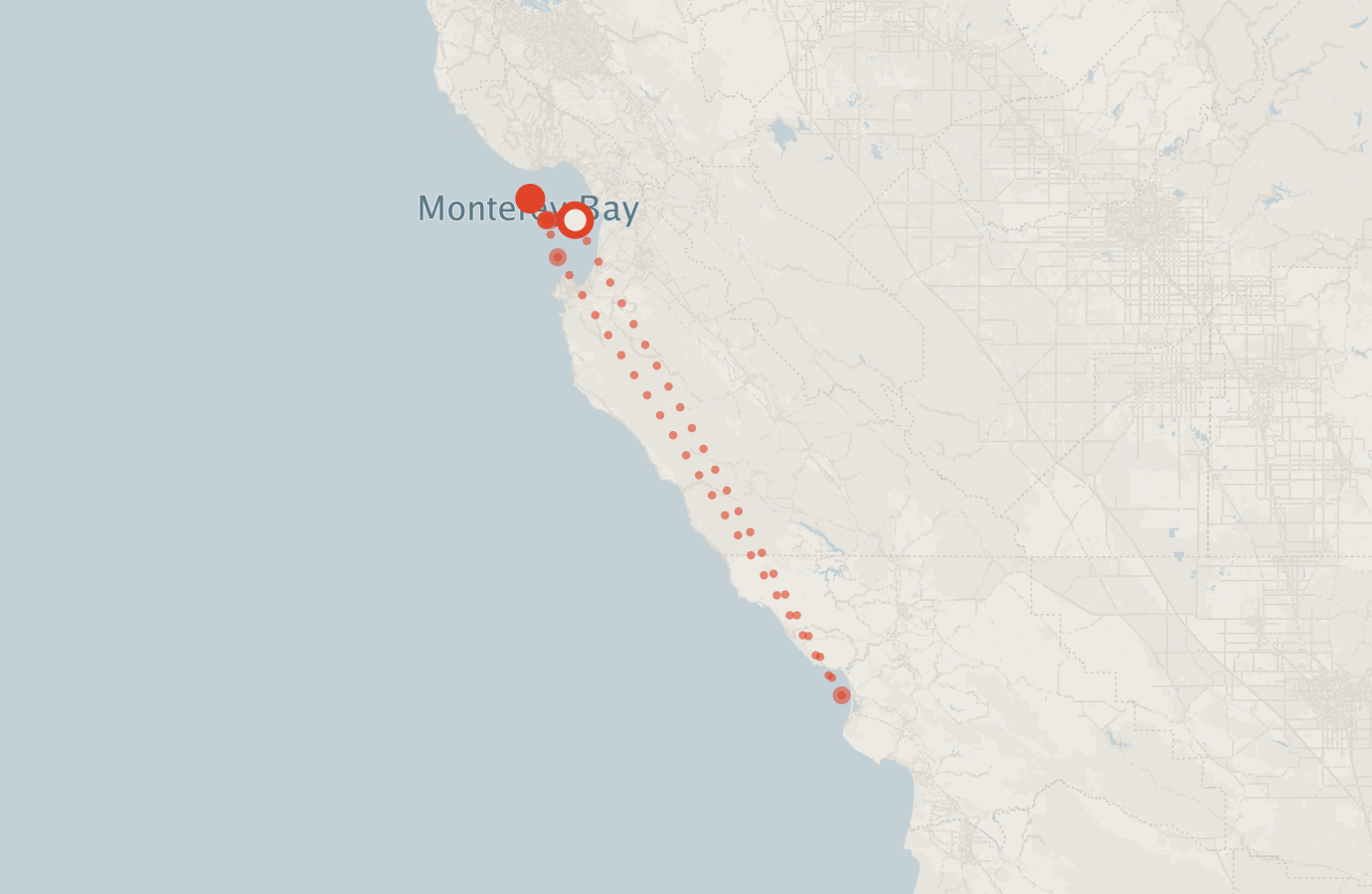Activity map — real sighting points on an OpenStreetMap basemap
