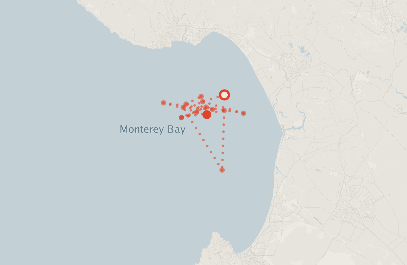 Activity map — real sighting points on an OpenStreetMap basemap