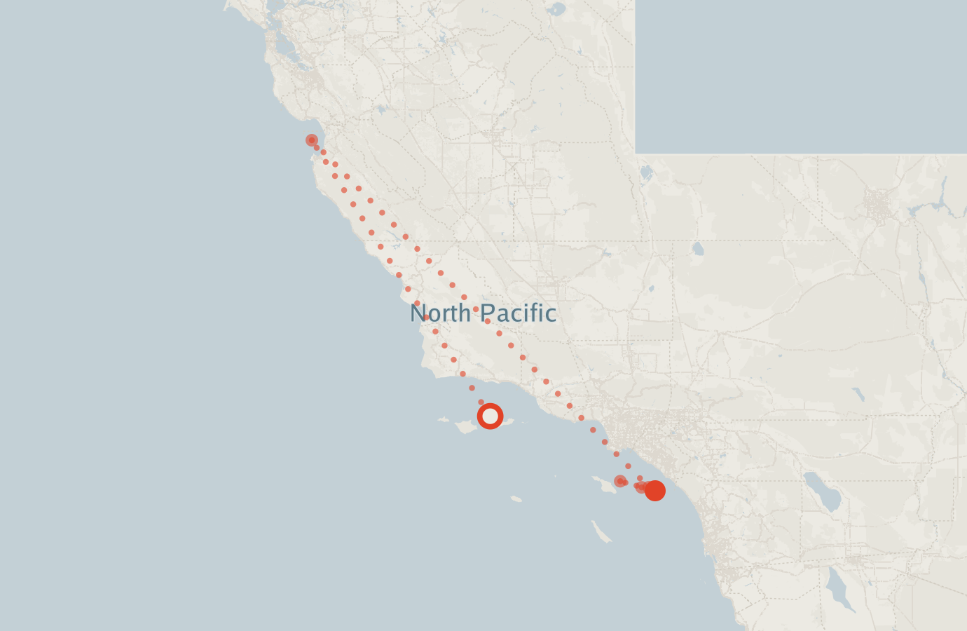 Activity map — real sighting points on an OpenStreetMap basemap