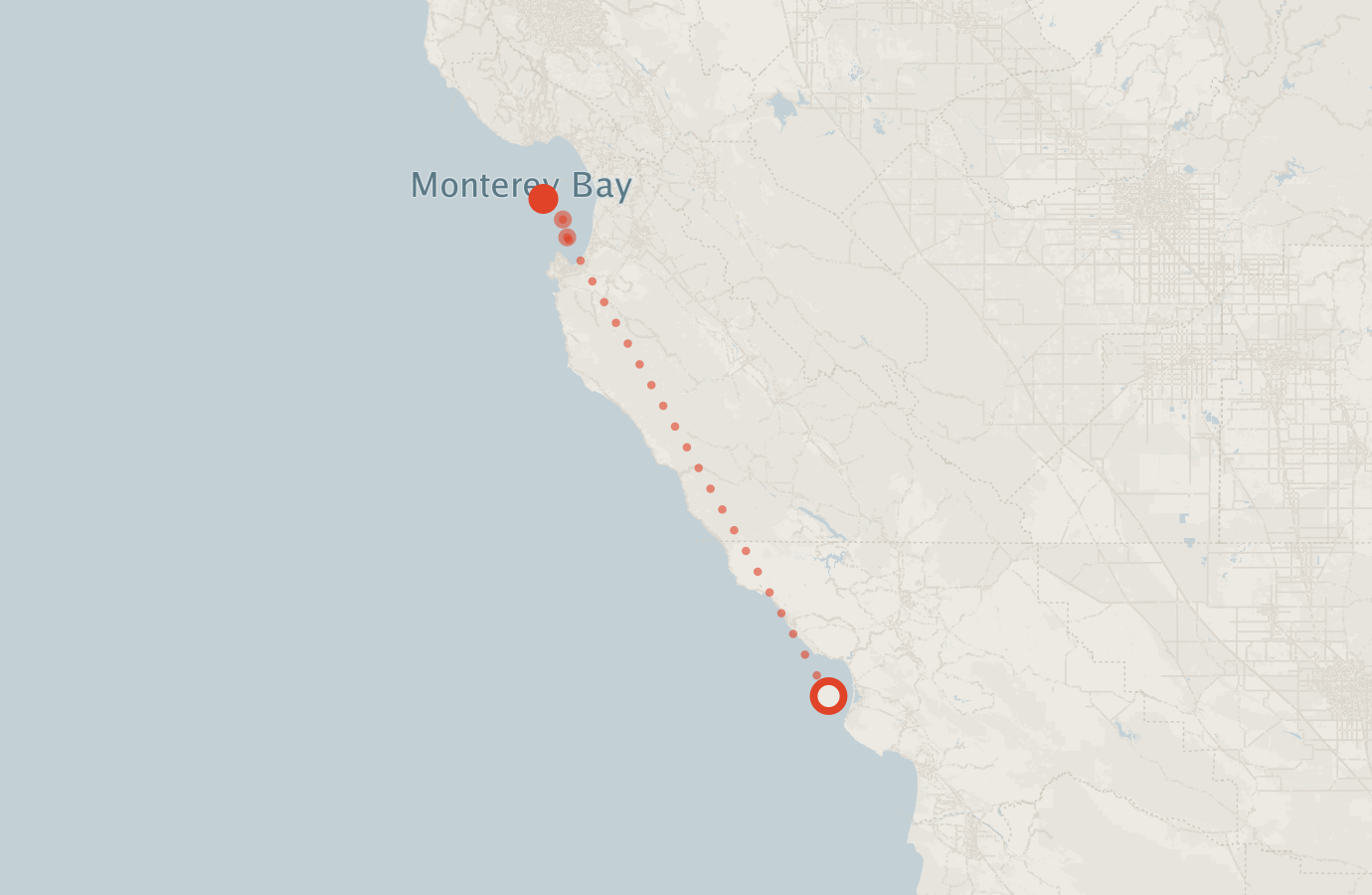 Activity map — real sighting points on an OpenStreetMap basemap