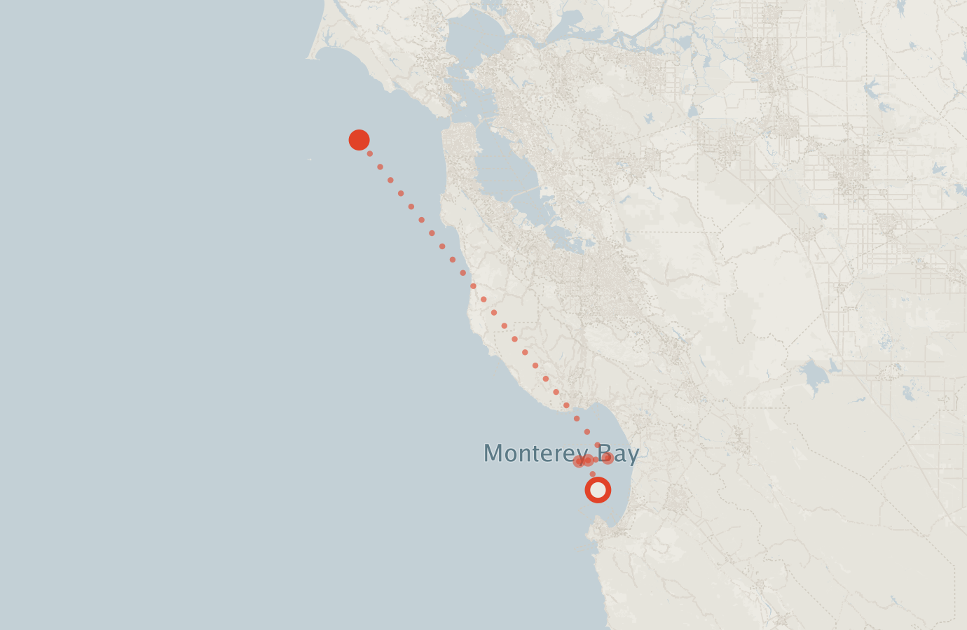Activity map — real sighting points on an OpenStreetMap basemap