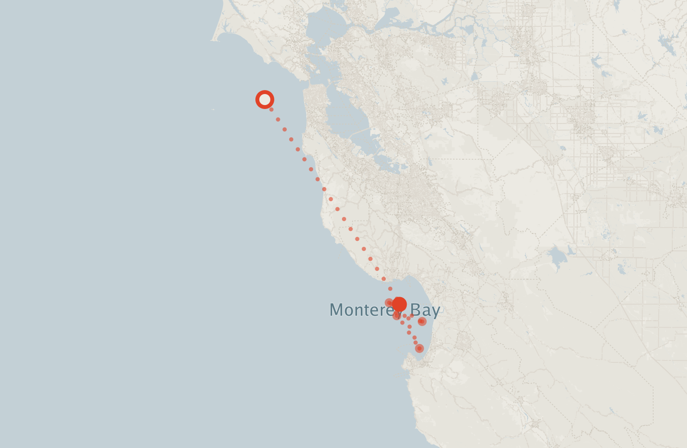 Activity map — real sighting points on an OpenStreetMap basemap