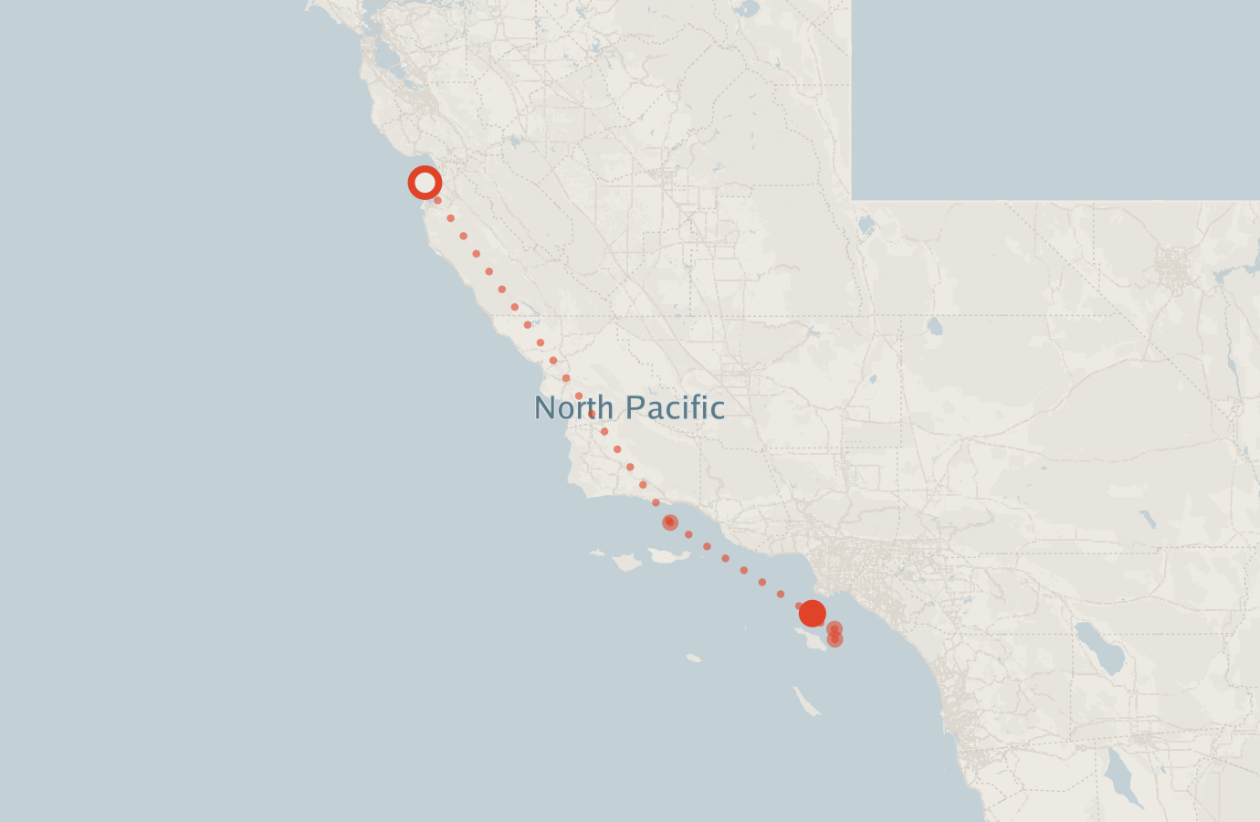 Activity map — real sighting points on an OpenStreetMap basemap