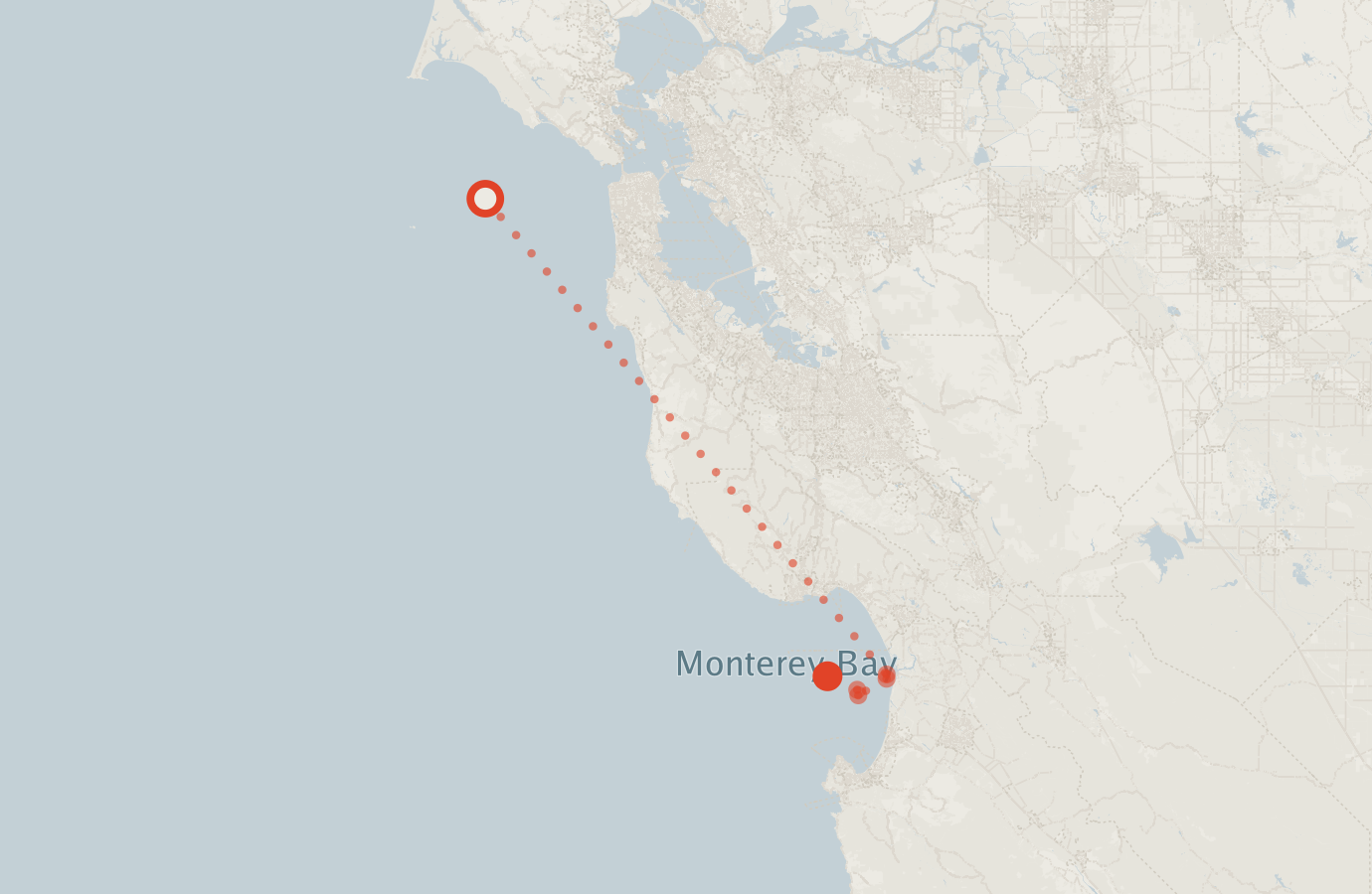 Activity map — real sighting points on an OpenStreetMap basemap
