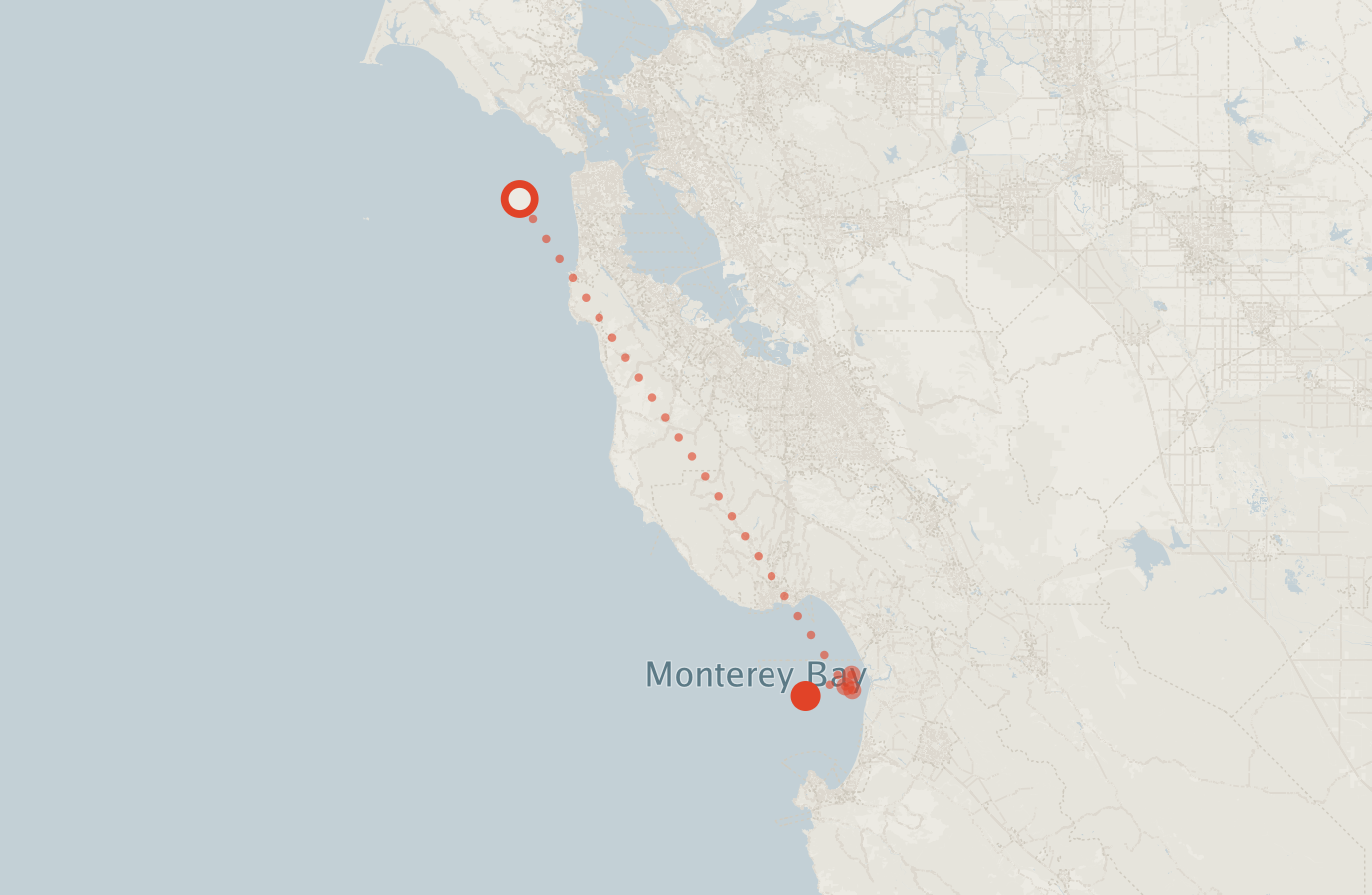 Activity map — real sighting points on an OpenStreetMap basemap