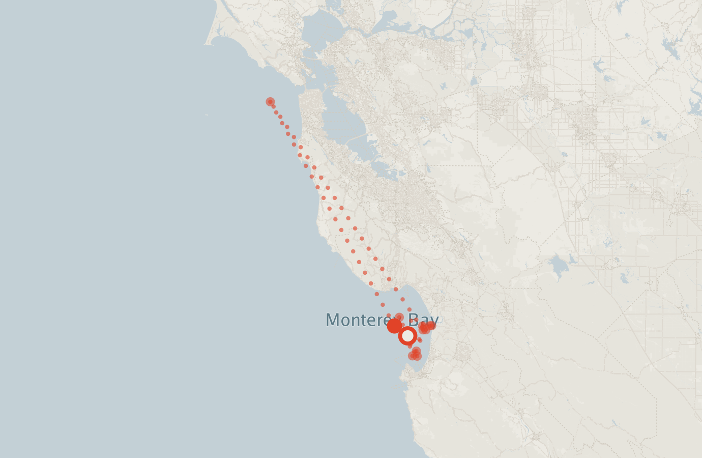 Activity map — real sighting points on an OpenStreetMap basemap