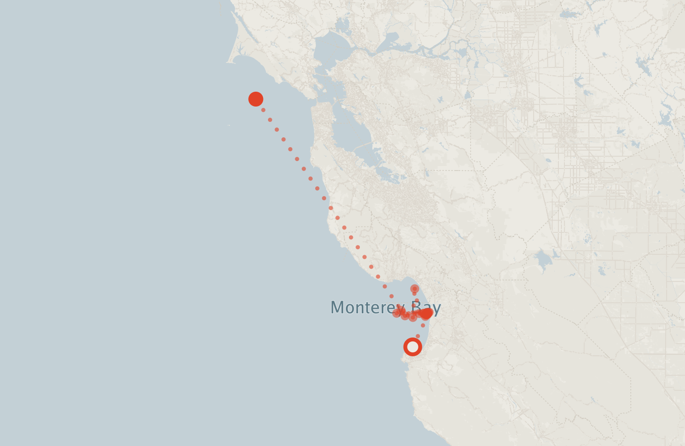 Activity map — real sighting points on an OpenStreetMap basemap