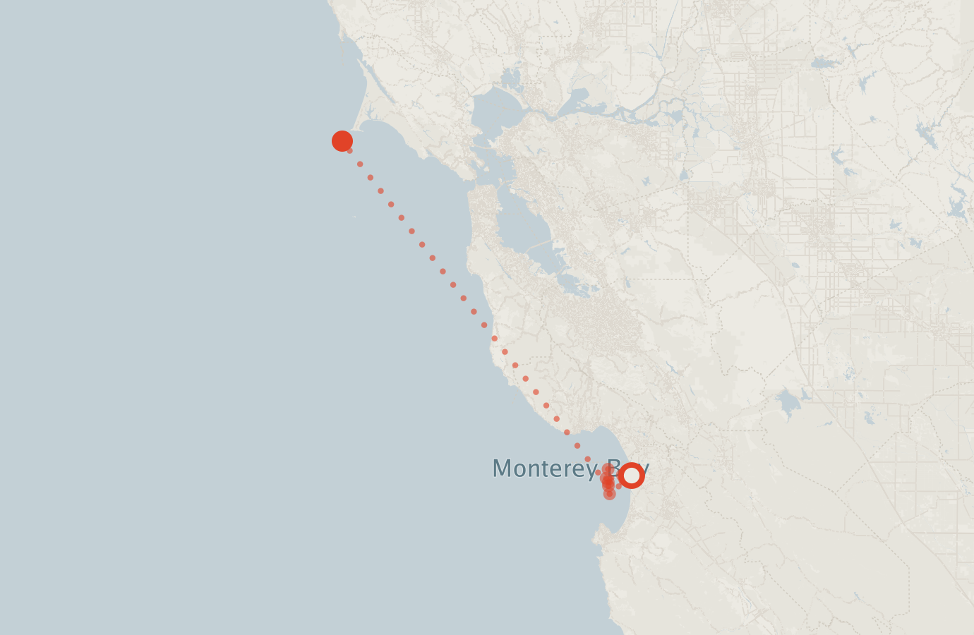 Activity map — real sighting points on an OpenStreetMap basemap