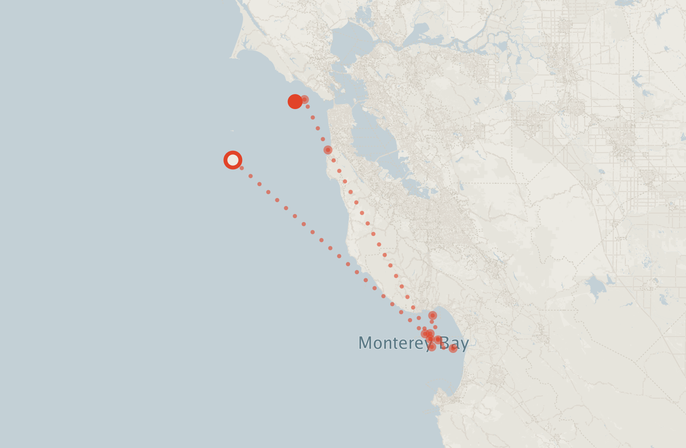 Activity map — real sighting points on an OpenStreetMap basemap