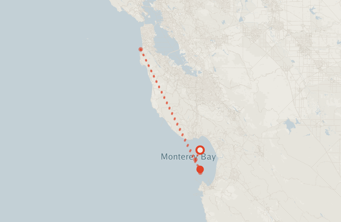 Activity map — real sighting points on an OpenStreetMap basemap