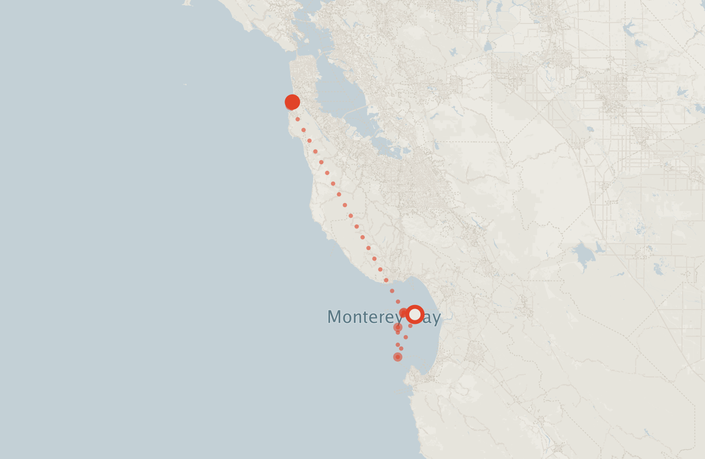 Activity map — real sighting points on an OpenStreetMap basemap