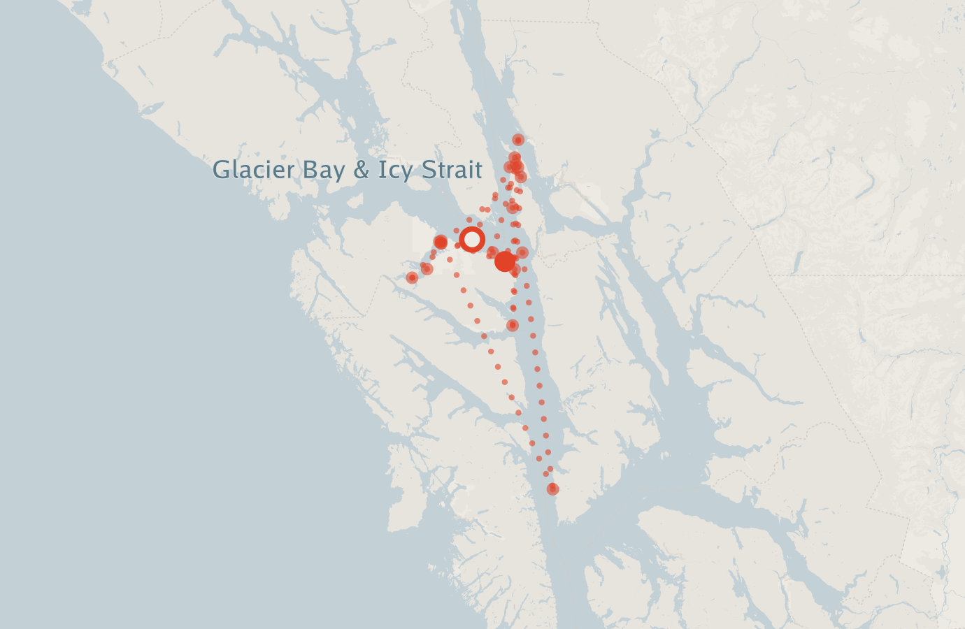Activity map — real sighting points on an OpenStreetMap basemap