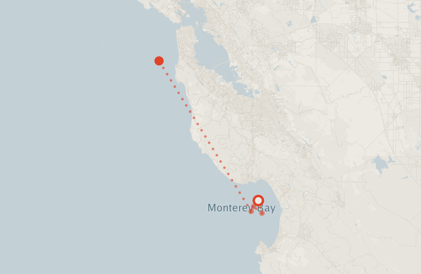 Activity map — real sighting points on an OpenStreetMap basemap
