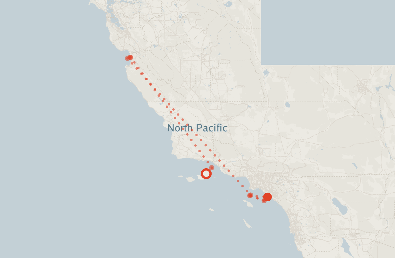 Activity map — real sighting points on an OpenStreetMap basemap