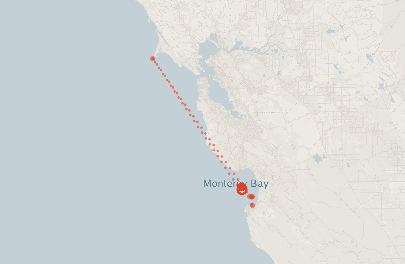 Activity map — real sighting points on an OpenStreetMap basemap