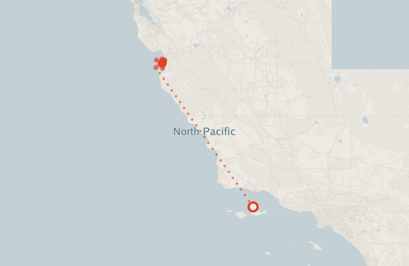 Activity map — real sighting points on an OpenStreetMap basemap
