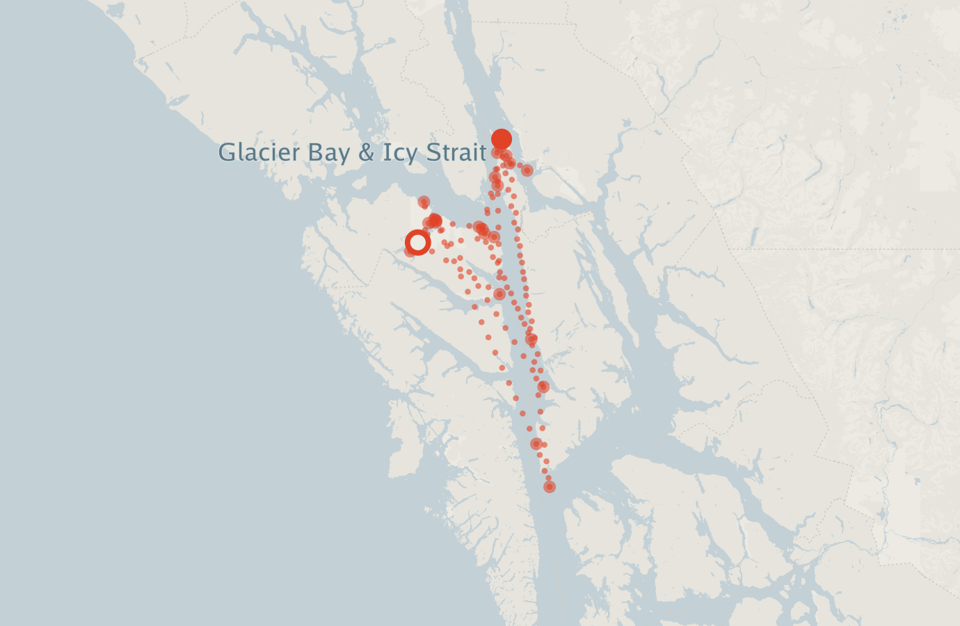 Activity map — real sighting points on an OpenStreetMap basemap